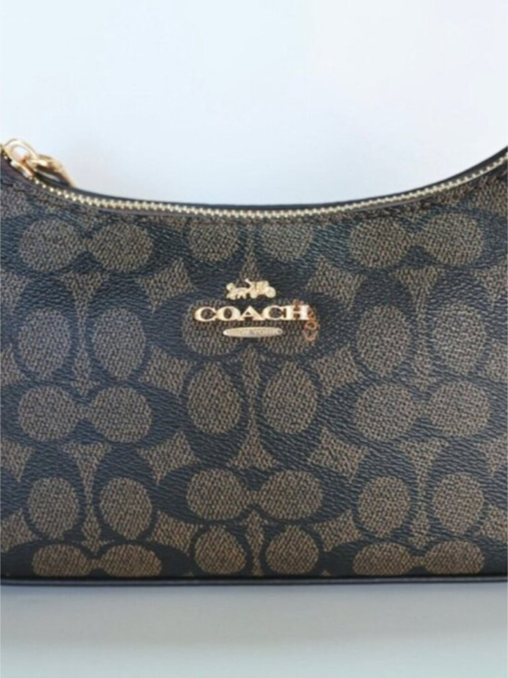 NWT Coach Teri Shoulder Bag In Signature Canvas In Black Brown Color - Picture 3 of 9